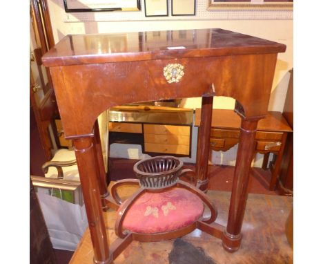 A 19th century French empire style mahogany work table with fitted interior 55cm wide 