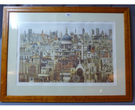 Andrew Ingamells, a limited edition print London cityscape 72/1000, signed in pencil and framed, H 65 x W 88cm 