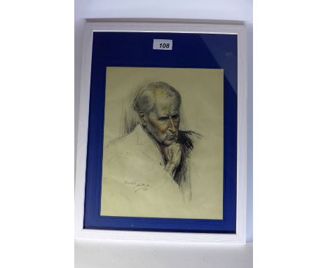 Ernest Aris, a pencil portrait of a man, signed and dated 1948.