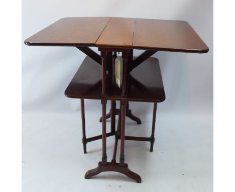 An early 20th century mahogany two tier Sutherland table, H 73 W 75 x D 61cm