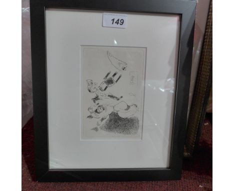 Marc Chagall, an etching on verge de Hollande paper, ltd edition 60/960, titled 'Father and Daughter' from the Maternite suit