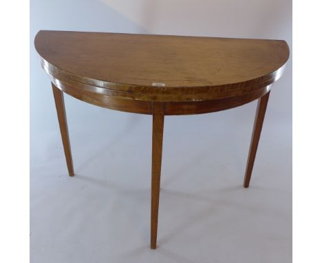 An Edwardian inlaid Demi Lune card table  H 80 x W 104 x D 52cm 