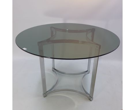 A Knowle chrome dining table, H 71 x W 110 x D 110cm 