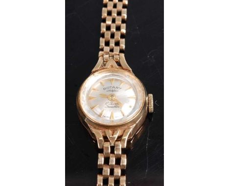 A 9ct yellow gold Rotary 17-jewel incabloc manual wind wristwatch, having a round silver baton dial and diamond cut glass, fi