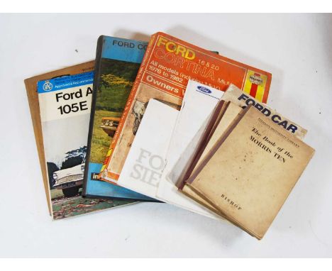 A collection of vintage books relating to classic Ford cars, to include the Ford Cortina Haynes manual