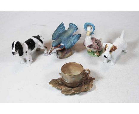 A Royal Worcester model of a kingfisher, No.3235; together with a Beswick Beatrix Potter figure of Jemima Puddleduck, having 