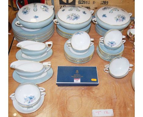 A Royal Worcester 8-place setting tea and dinner service, in the Woodland pattern