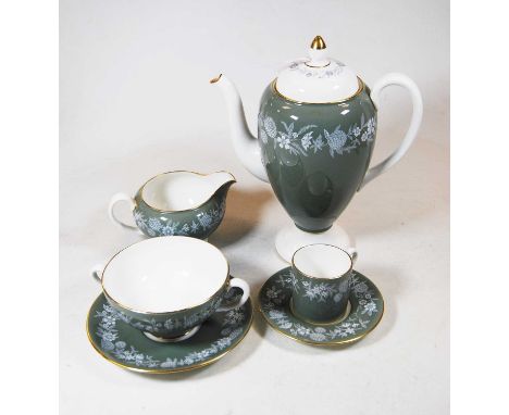 A Royal Worcester part coffee service in the June Garland pattern, together with a Wedgwood bone china part coffee service et