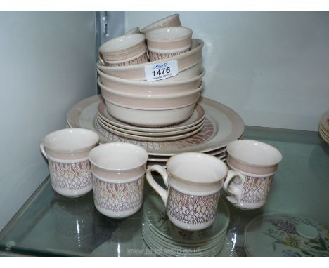 A quantity of Denby 'Chantilly' china including cups, tea plates, bowls dinner plates etc