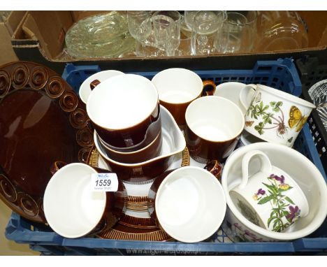 A quantity of Poole tea ware , four Portmeirion 'Botanic Garden' cups and a small planter.