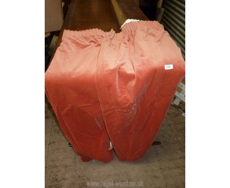 A pair of Cortina terracotta coloured curtains, 80'' wide x 52'' drop.
