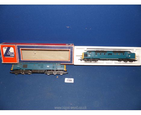 Two diesel locomotives:  Hornby No. 37130 and a boxed Lima No. 55022.