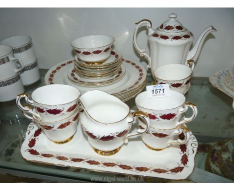 A Paragon bone china 'Elegance' coffee set including six cups and saucers, coffee pot and cream jug, two side plates, cake pl