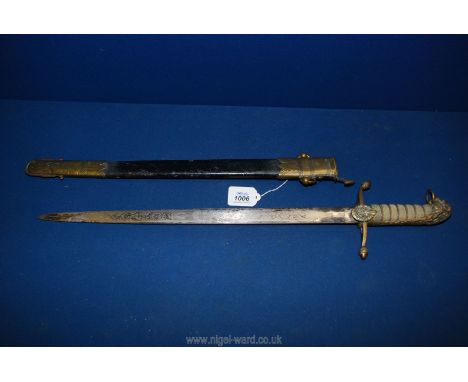 A midshipman's naval Dirk with Edward VII crown, by swordsmiths ''Silver, 2 Eastcheap, London'', no. 3630 and having lion's h