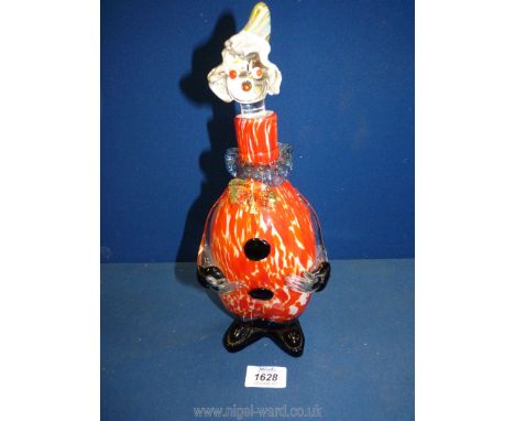 A Murano glass Clown Decanter, 12'' tall, a/f.