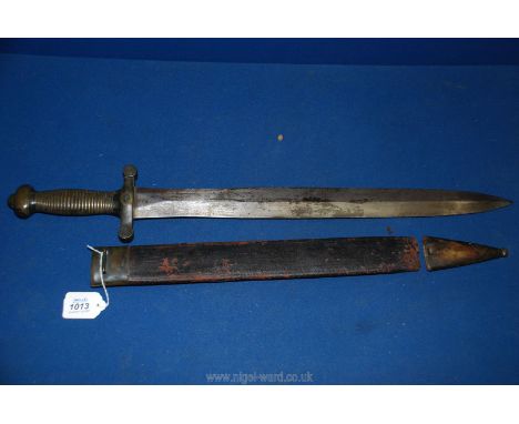 A Gladium short Sword, French no. 1277, with original blackened grip, dated 1832 (name partially erased).  Letter L within a 