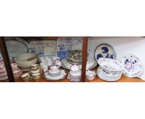 A collection of 19th century and other teawares including examples with dog rose decoration, Tuscan china examples, 19th cent