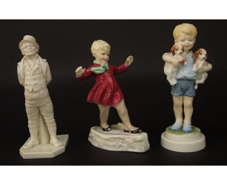 Three Royal Worcester figures comprising January number 3452, modelled by F G Doughty, Mondays Child, number 3519 and the Iri