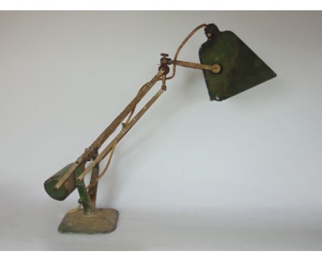 A vintage industrial Hadrill & Horstmann articulated/weighted desk lamp, 55cm high approx