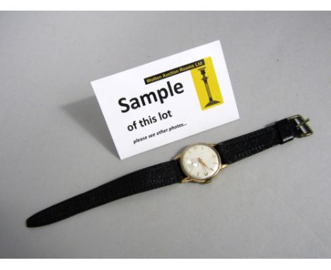 1950s 9ct gold automatic gentleman's wrist watch with champagne dial, Arabic numerals and baton markers, subsidiary second di