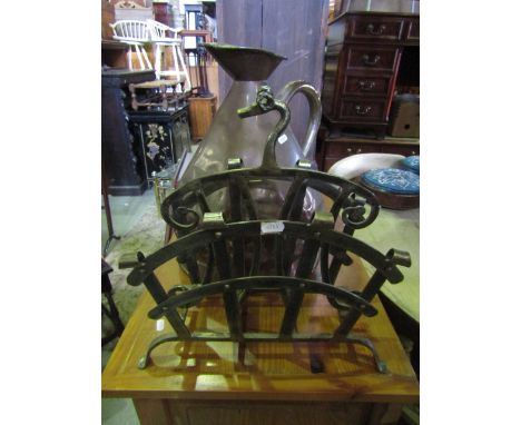 A large 19th century copper measure with loop handle (later drilled and adapted as a table lamp) together with an Arts & Craf
