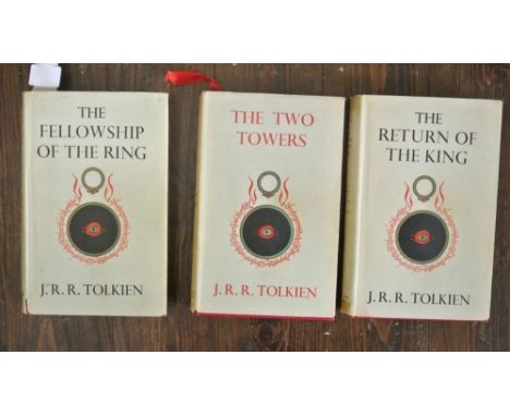 The Lord of the Rings by JRR Tolkien, in three volumes - The Fellowship of the Ring, 1961 (tenth impression), The Two Towers,