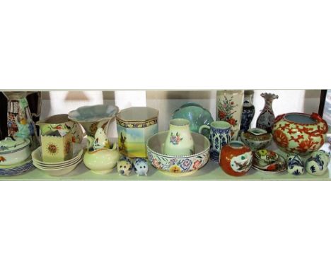 A quantity of mainly 20th century ceramics including Poole Pottery bowl with floral detail, Poole Pottery vase, various orien