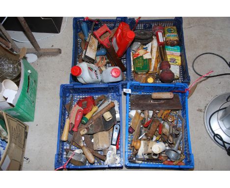 A quantity of tools and fluids.