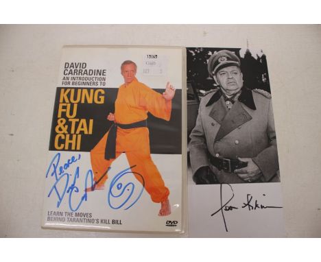 A large collection of Film and TV Autographs and Signed items in folder, lots of cast postcards including; Bruce Forsyth, Ioa