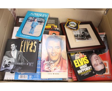 A Job Lot Of Elvis Magazines & Books Including A Grace Land Security Patch, Calendars, Annuals ,