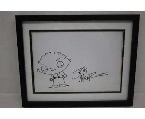 Seth MacFarlane, Family Guy, Stewie, Sketch By Seth Macfarlane Signed By Seth Macfarlane In Frame 