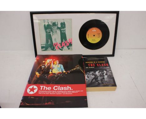 A Collection Of Music Memorabilia Including Music Books, A Framed Clash 7 " Single And Clash Cd Boxset, U2 DVD/ CD Booklets 