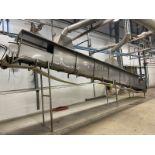 S/S Incline Conveyor, with Aprox. 24" Plastic Interlock Belt, Peak of Incline to Floor: Aprox.