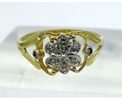 A 9ct gold and diamond ring, weight 1.3g, size O