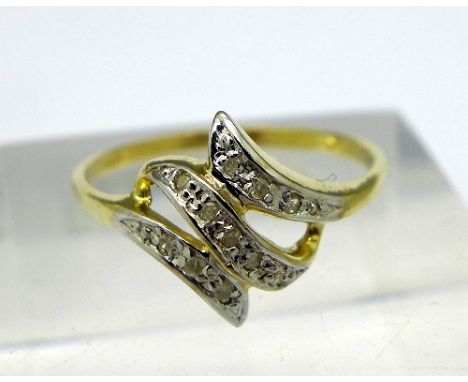 A 9ct gold and diamond ring, weight 1.2g, size O