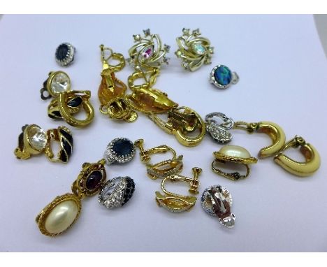 Thirteen pairs of earrings, including Christian Dior, Swarovski and Trifari