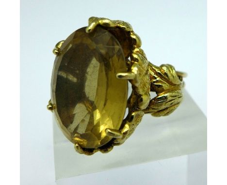 A 9ct gold and citrine ring, weight 12.8g, size N