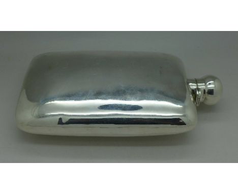 A large silver hunt hip flask, London 1898, weight 393g, height 23cm