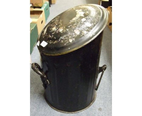 A Victorian black lacquer coal hod, with mother of pearl decoration
