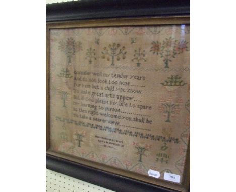 An early Victorian sampler, by Mary Kirkbrides Work Aged 9 September 21 AD 1837, incorporating a verse and trees within a mea