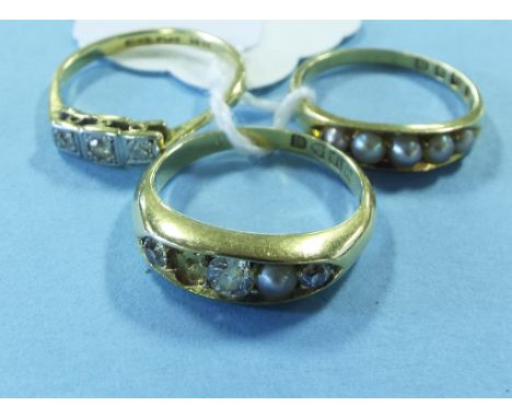 EXTRA LOT: An 18ct gold and seed pearl ring, and two other rings (3) Condition report Report by NG

18ct gold and seed pearl 