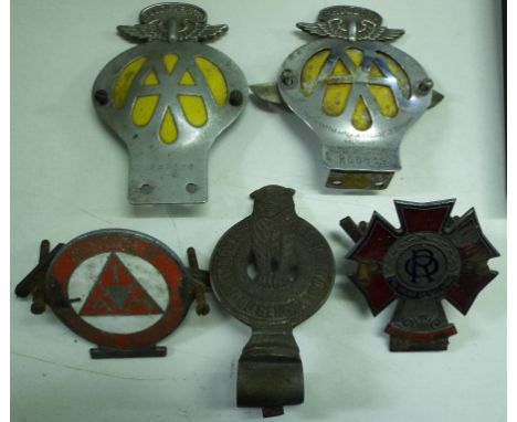 An Automobile Association Of Bengal car badge, an enamel and chrome plated metal Order of the Road Knight Grand Cross car bad