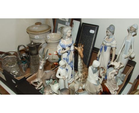 A Lladro gazelle, 32 cm high, other Lladro, Nao, ceramics, glass, metalwares and items (qty)