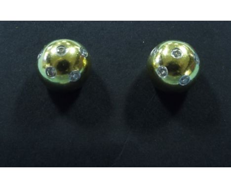 A pair of Tiffany 18ct gold, platinum and diamond ball earrings Condition report Report by NG

Total weight approx. 7.5 g (al