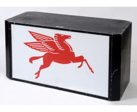 A Mobil Oil Pegasus petroleum forecourt light box, 122 cm wide  See illustration