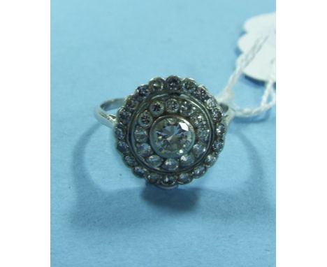 A platinum and diamond target ring