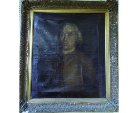 English school, 18th century, a half length portrait of a gentleman wearing a powdered wig, oil on canvas, 71.5 x 61.5 cm