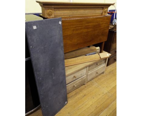 A low table, with drawers, a fire surround, and a drop leaf table (3)