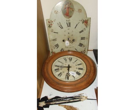 A painted dial, for a longcase clock, with an arch, signed W Nickifson, Newcastle, 33 cm wide, a Continental wall clock, in a