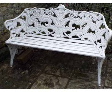 A coalbrookdale style fern pattern garden bench, 150 cm wide